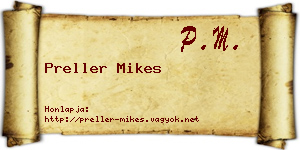 Preller Mikes névjegykártya